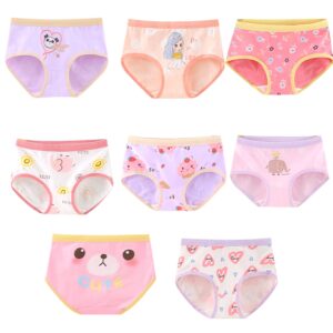 VORLAN Little Girls' soft and breathable Comfort Panty Briefs Toddler Undies, Cotton Bikini Underwear Multipacks (8 colour, L)