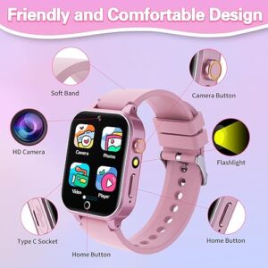 HD Touchscreen Smartwatch for Girls Ages 5-12 - With 26 Games, Video Camera, Music, Pedometer and More - Fun Educational Birthday Gift