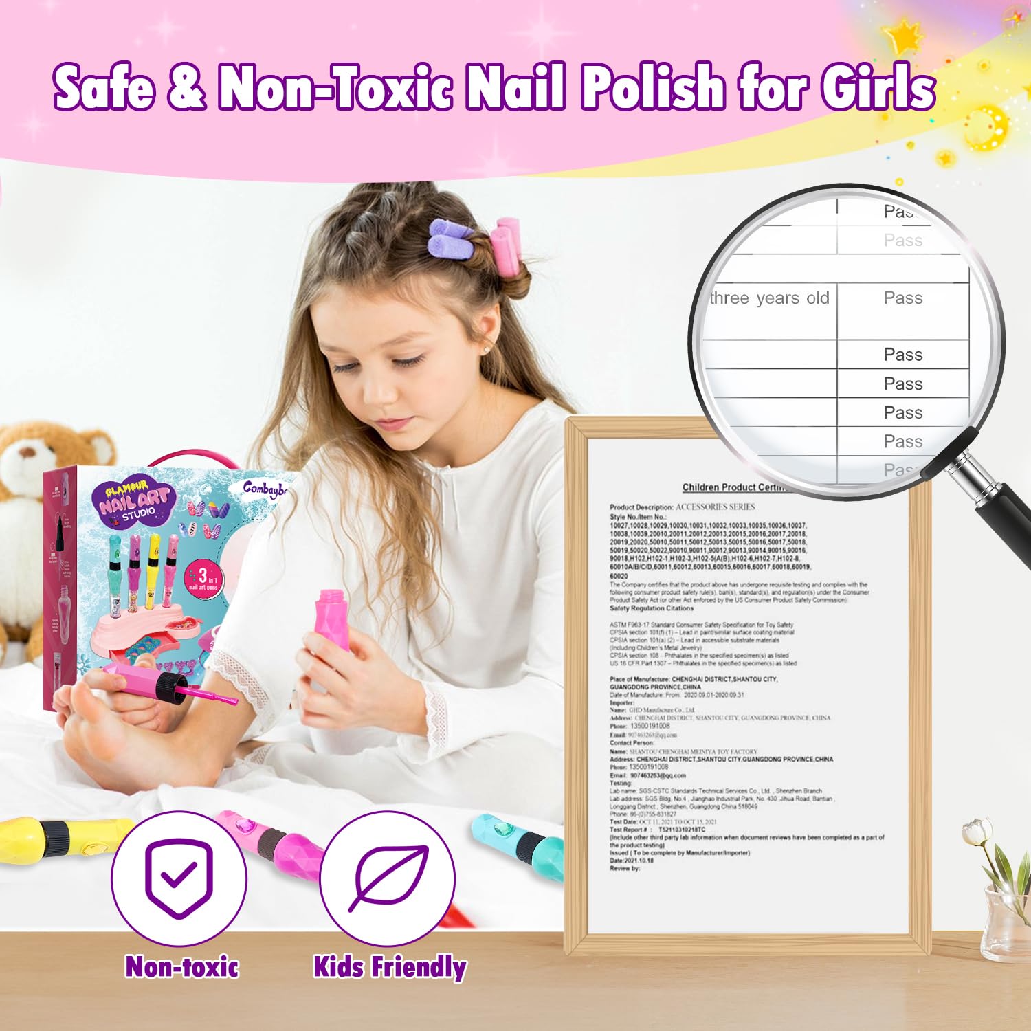 Kids Nail Polish Set for Girls - Nail Art Kit for kids Ages 7-12 - Girls Toys 8-10 - Non Toxic Nail Polish, Girls stuff for Spa,Manicure,Birthday Gifts Toys for Girls Age 6 7 8 9 10 12 Years