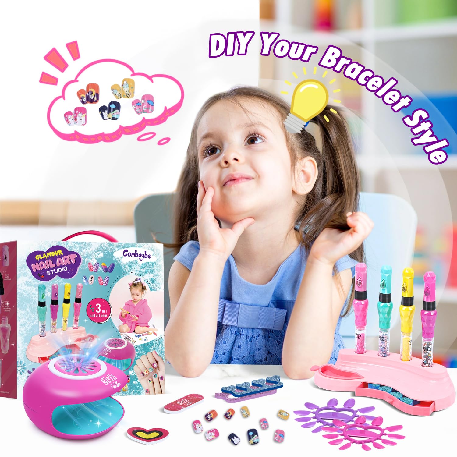 Kids Nail Polish Set for Girls - Nail Art Kit for kids Ages 7-12 - Girls Toys 8-10 - Non Toxic Nail Polish, Girls stuff for Spa,Manicure,Birthday Gifts Toys for Girls Age 6 7 8 9 10 12 Years