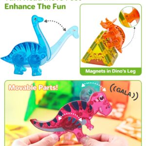 Asago Magnetic Tiles Dinosaurs Magnet Building Blocks Toys for Kids ages 3-5 4-8 8-12 Creative Animals Educational Stack Tile Construction for Boys Girls Toddlers 5-7 Year Old to STEM Learning