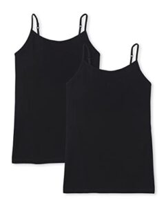 the children's place girls basic cami shirt, black 2 pack, medium us