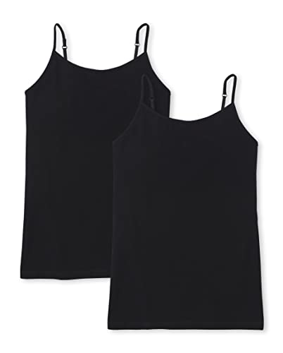 The Children's Place girls Basic Cami Shirt, Black 2 Pack, Medium US