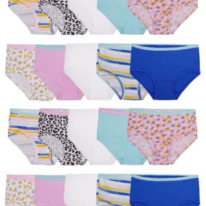 Fruit of the Loom Girls' Tag Free Cotton Brief Underwear Multipacks, Brief-20 Pack-White/Stripes/Animal Print, 8