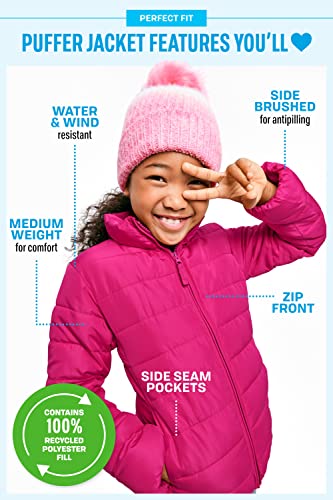 The Children's Place Girls' Medium Weight Puffer Jacket, Wind, Water-Resistant, Enchanted Pink, Small (5/6)