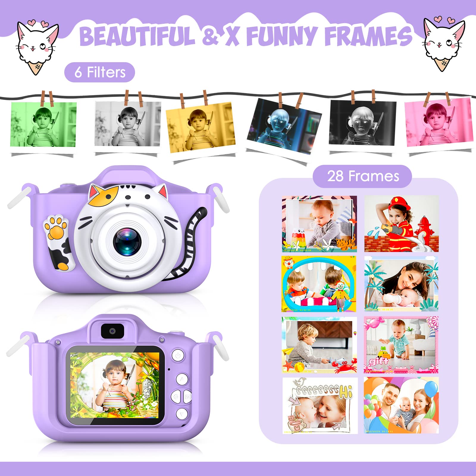 Upgrade Kids Selfie Camera for Boys,Girls Christmas Birthday Festival Gift for Kids,Digital Camera for Toddlers Toys for 3 4 5 6 7 8 9 10 11 12 Year Old