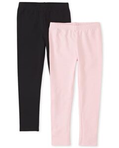 the children's place girls leggings pants, black/shell 2 pack, medium us