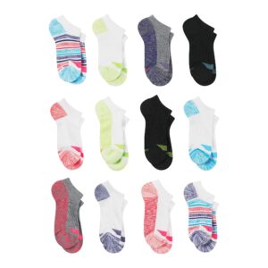 hanes girls cool comfort ankle multipack fashion liner socks, banded assorted, medium us