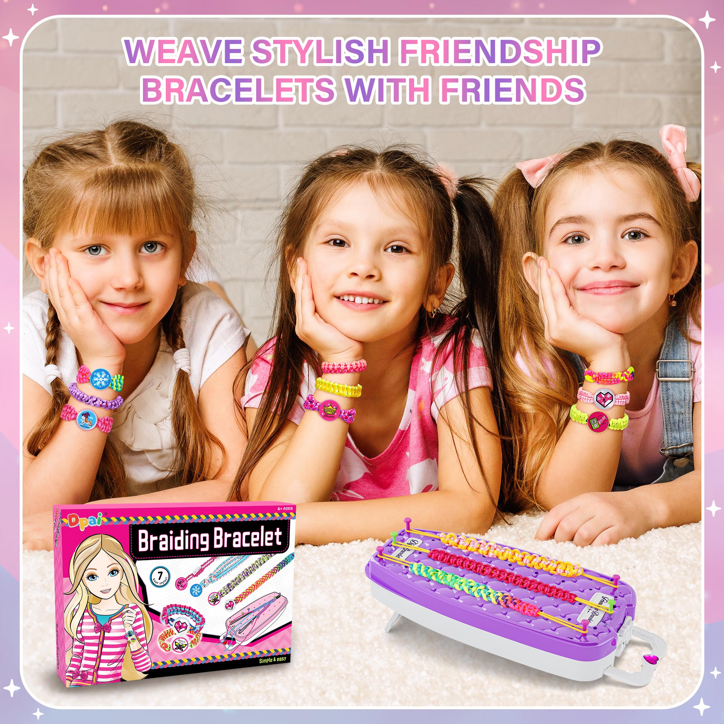 Dpai Friendship Bracelet Making Kit for Girls,DIY Arts and Crafts Toys,Jewelry String Maker Kit,The Best Birthday Gifts Ideas for Girls 6 7 8 9 10 11 12+ Years Old（Purple）