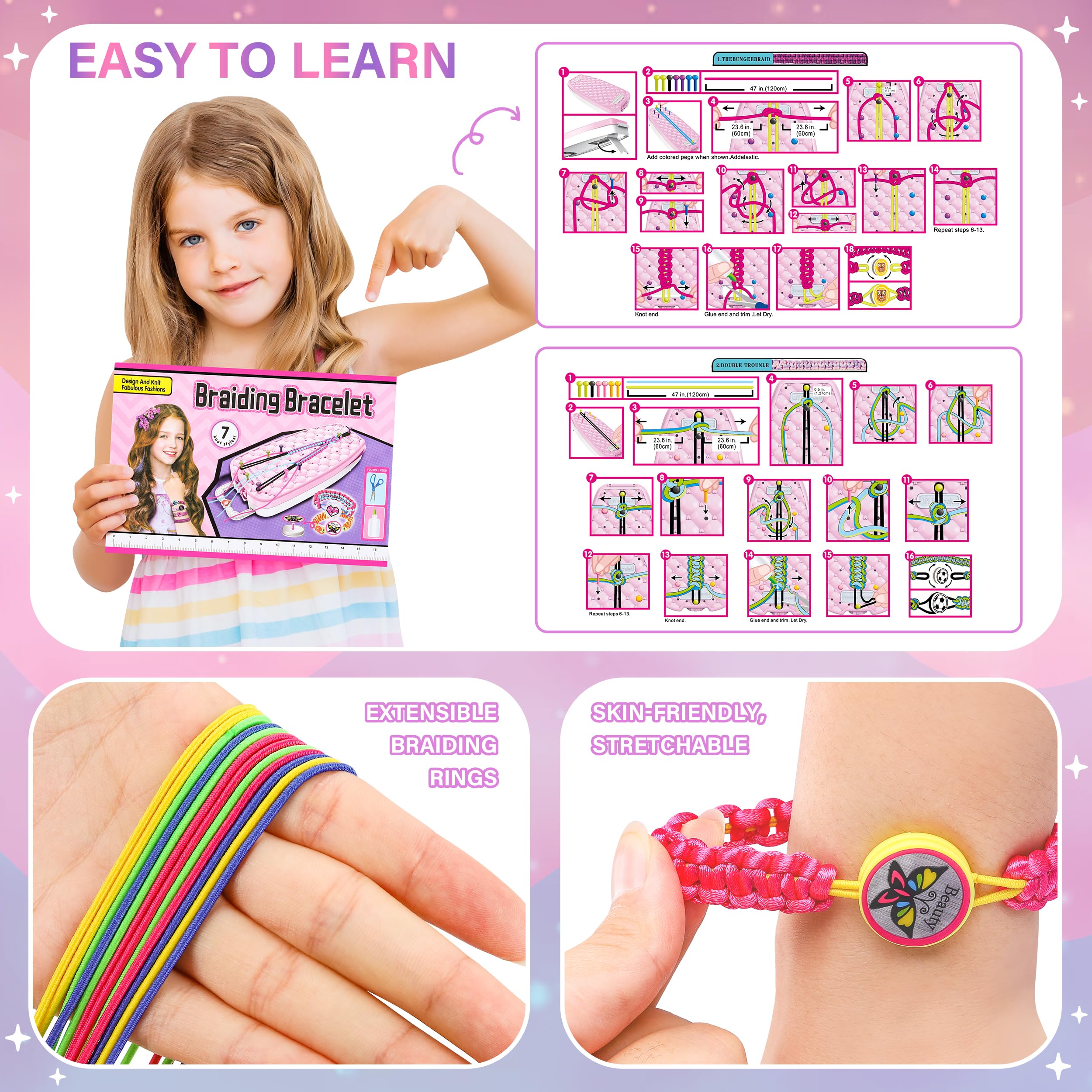 Dpai Friendship Bracelet Making Kit for Girls,DIY Arts and Crafts Toys,Jewelry String Maker Kit,The Best Birthday Gifts Ideas for Girls 6 7 8 9 10 11 12+ Years Old（Purple）