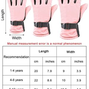 4 Pairs Winter Waterproof Snow Ski Gloves for Kids Warm Unisex Camouflage Gloves for Cold Weather Girls Boys Children (Red, Pink, Black, Black,for 6 - 12 Years Old)