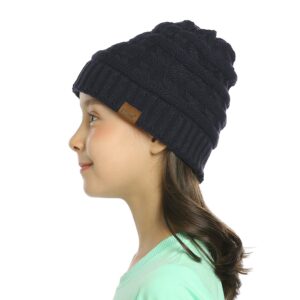 ViGrace Kids Winter Knit Hat Warm Fleece Lined Hats Children Cable Baby Beanie Skull Cap for Girls Boys