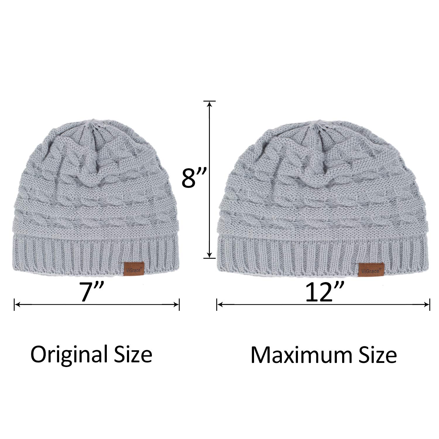 ViGrace Kids Winter Knit Hat Warm Fleece Lined Hats Children Cable Baby Beanie Skull Cap for Girls Boys