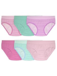 fruit of the loom girls seamless multipack underwear, hipster - 6 pack assorted, 8 us