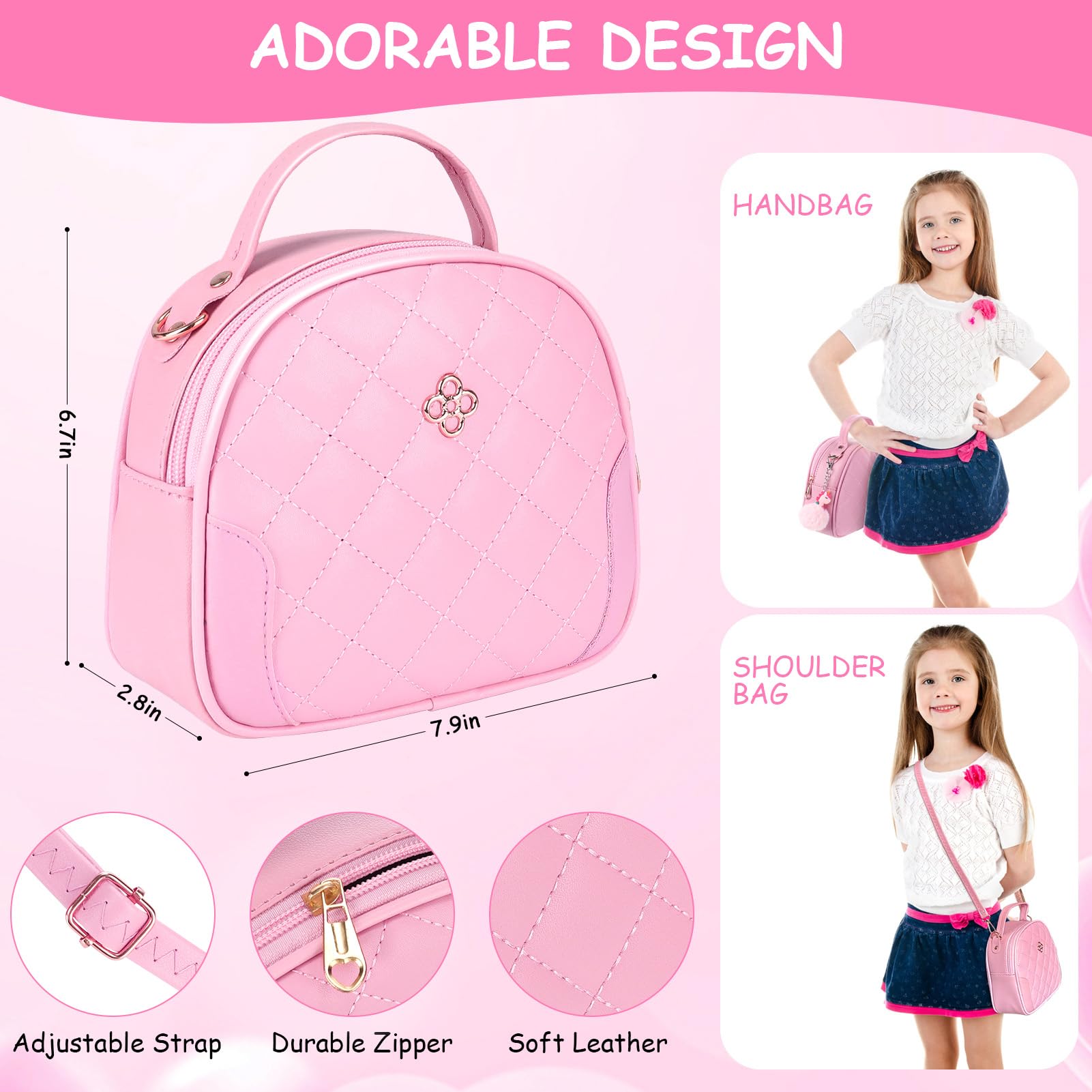 Little Girls Play Purse and Pretend Makeup Kit- 49PCS My First Purse Set Includes Handbag Phone Wallet Play Makeup Princess Jewelry Water Bottle, Pretend Play Gift Toys for Girls Toddlers Age 3+