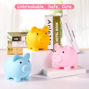 PJDRLLC Piggy Bank, Unbreakable Plastic Money Bank, Coin Bank for Girls and Boys, Medium Size Piggy Banks, Practical Gifts for Birthday, Easter, Baby Shower (Pink)