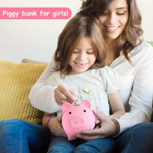 PJDRLLC Piggy Bank, Unbreakable Plastic Money Bank, Coin Bank for Girls and Boys, Medium Size Piggy Banks, Practical Gifts for Birthday, Easter, Baby Shower (Pink)