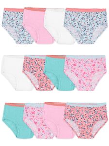 fruit of the loom toddler girls' tag-free cotton underwear, brief-12 pack-assorted colors, 4-5t