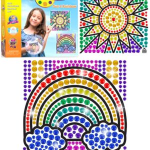 SUNGEMMERS Window Art Kit for Kids, Gem Art Suncatcher - Great 7 6 Year Old Girl Birthday Gift Ideas, & Gifts for 4 5 6 7 8 9 10 Year Old Girls & Boys - Fun Arts & Crafts for Kids Ages 6-8 8-12 4-6