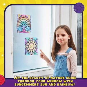 SUNGEMMERS Window Art Kit for Kids, Gem Art Suncatcher - Great 7 6 Year Old Girl Birthday Gift Ideas, & Gifts for 4 5 6 7 8 9 10 Year Old Girls & Boys - Fun Arts & Crafts for Kids Ages 6-8 8-12 4-6