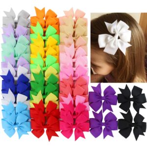 40piece 3 inch boutique grosgrain ribbon pinwheel hair bows alligator clips for girls babies toddlers accessories teens in pairs