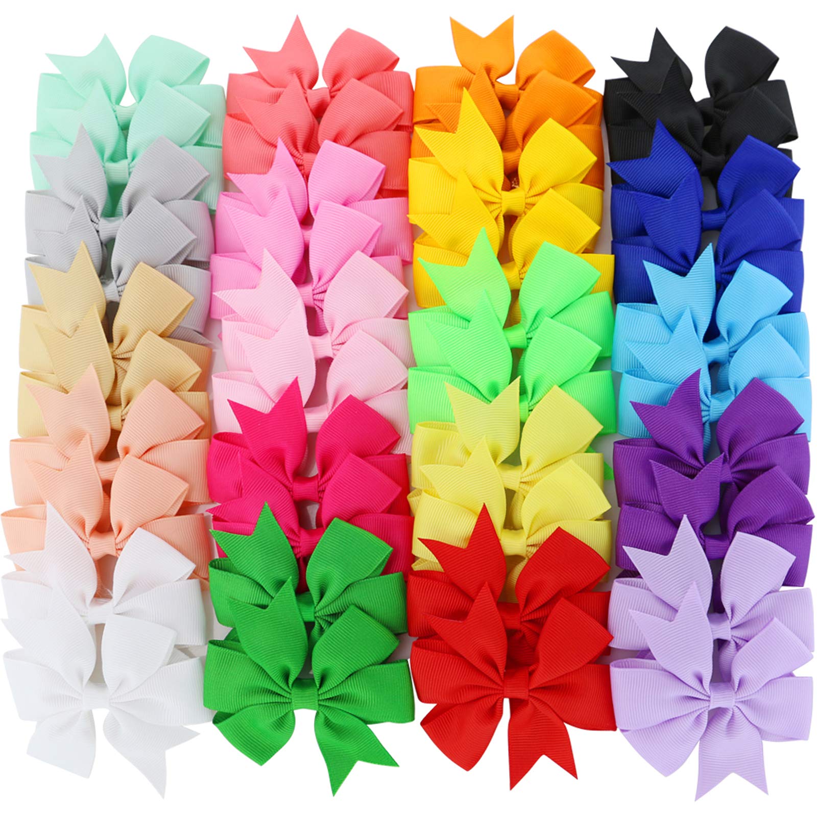 40Piece 3 Inch Boutique Grosgrain Ribbon Pinwheel Hair Bows Alligator Clips For Girls Babies Toddlers Accessories Teens In Pairs