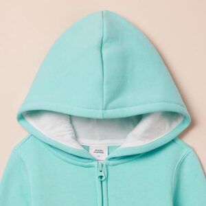 Amazon Essentials Girls' Fleece Zip-Up Hoodie Sweatshirt, Aqua Blue, Small