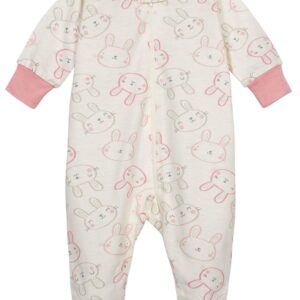 Onesies Brand Baby Girls' 4-Pack Sleep 'N Play Footies Multi Pack, Bunny Pink, 0-3 Months