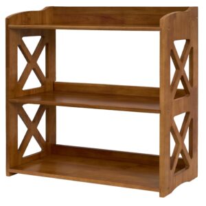 YCICI Bookcase by Natural Wood, 3 Tier Bookshelf, Small Book Shelves Freestanding Display Storage Shelves. Open Bookshelf for Bedroom, Living Room and Office (Brown, 3 Tier)