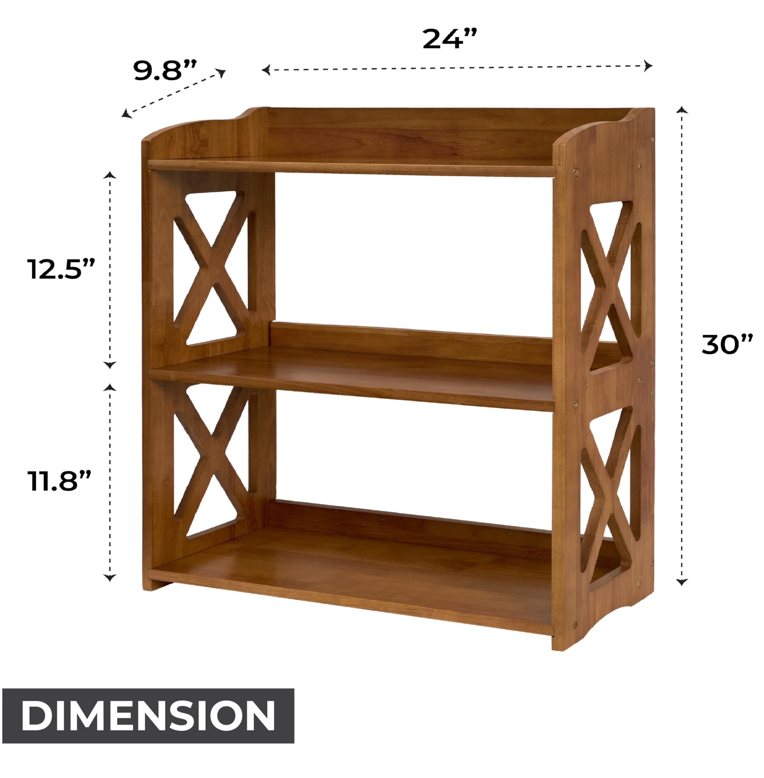 YCICI Bookcase by Natural Wood, 3 Tier Bookshelf, Small Book Shelves Freestanding Display Storage Shelves. Open Bookshelf for Bedroom, Living Room and Office (Brown, 3 Tier)