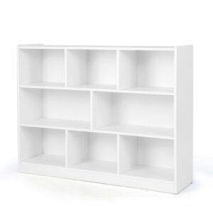 Tangkula 8-Cube Bookcase, Wood 3 Tier Open Storage Bookshelf, Modern Multipurpose Display Cabinet for Living Room, Study, Reading Nook, 48 x 12.5 x 36.5 Inch, White