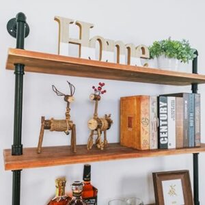 Anynice 6 Tier Industrial Ladder Pipe Shelf Bookcase, Rustic Wall Mounted Pipe Bookshelves for Decor and Storage