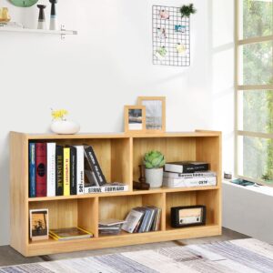 Tangkula 5 Cube Bookcase, 2 Tier Wooden Storage Open Bookshelf, Multipurpose Display Storage Cabinet for Living Room, Bedroom, Hallway, Kid's Playroom, Reading Nook (Yellow)