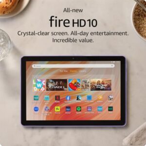 Amazon Fire HD 10 tablet, built for relaxation, 10.1" vibrant Full HD screen, octa-core processor, 3 GB RAM, latest model (2023 release), 32 GB, Lilac