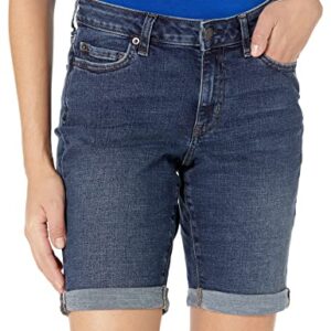 Amazon Essentials Women's 9" Denim Bermuda Shorts, Dark Denim, 0