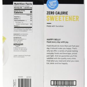 Amazon Brand - Happy Belly Zero Calorie Yellow Sucralose Sweetener Powder Packet, 1000 count (Previously Sugarly Sweet), 2.2 pound (Pack of 1)