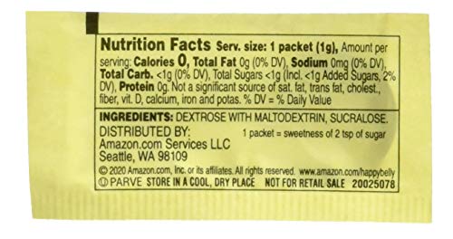 Amazon Brand - Happy Belly Zero Calorie Yellow Sucralose Sweetener Powder, 400 Packets, 14.1 ounce (Pack of 1)