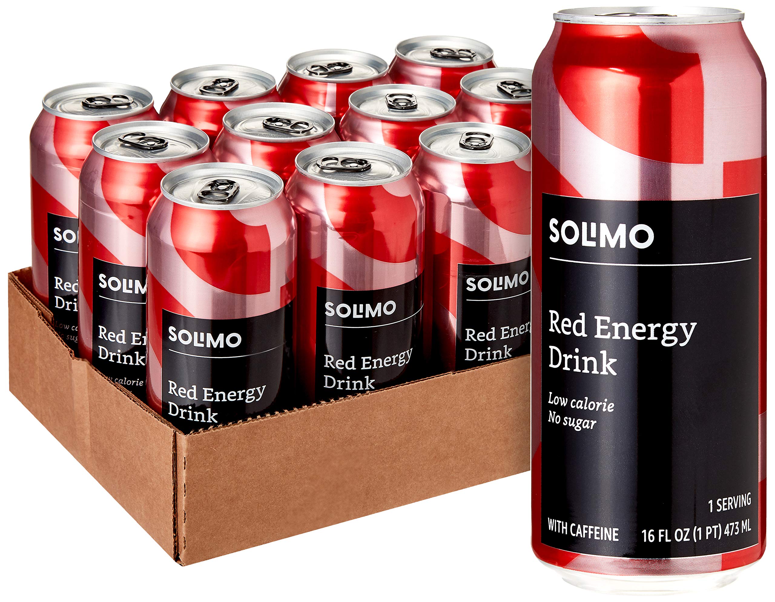 Amazon Brand - Solimo Red Energy Drink, Sugar Free, 16 fl oz (Pack of 12)