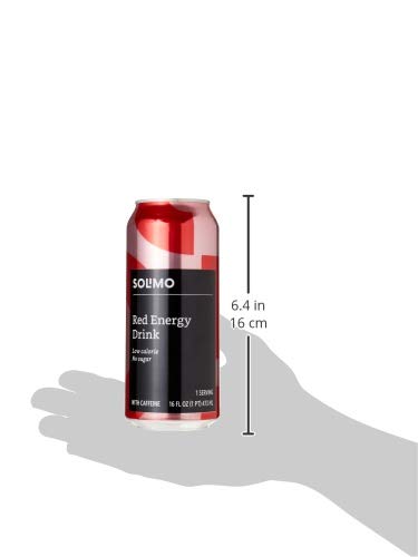 Amazon Brand - Solimo Red Energy Drink, Sugar Free, 16 fl oz (Pack of 12)