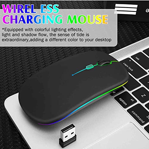 UrbanX 2.4GHz & Bluetooth Mouse Rechargeable Wireless Mouse for Amazon Fire HD 10/ Plus/Max 11 & All Kindle Devices Wireless Mouse for Laptop/PC/Mac/iPad pro/Tablet/Android -RGB LED Onyx Black