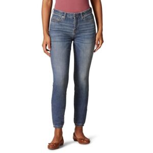 Amazon Essentials Women's Mid Rise Curvy Skinny Jean, Medium Wash, 10 Long