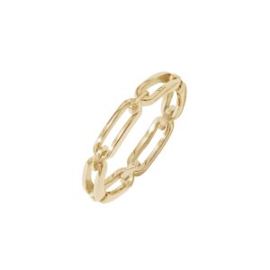 Amazon Essentials 14K Gold Plated Sterling Silver Chain Link Band Ring Size 10, Yellow Gold