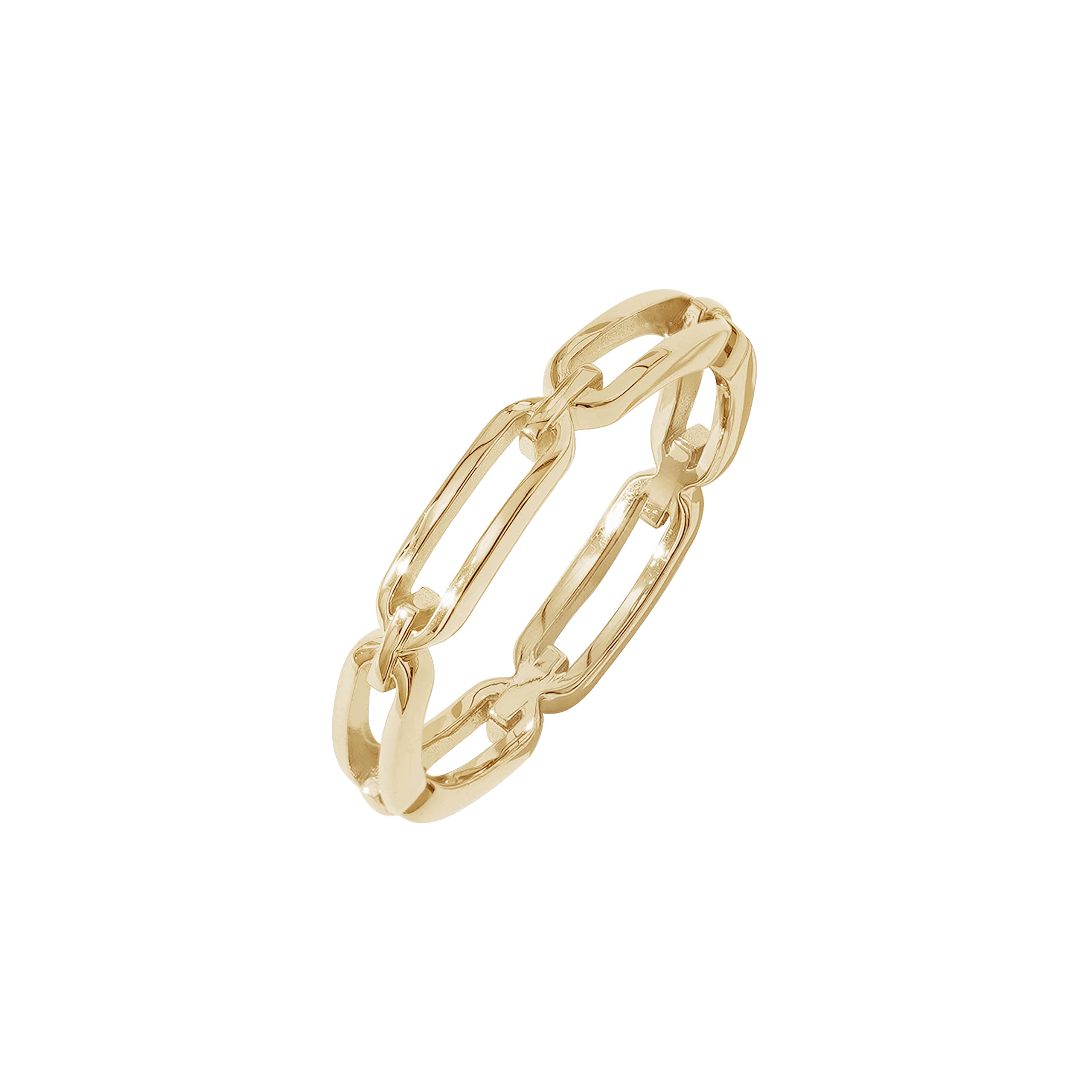 Amazon Essentials 14K Gold Plated Sterling Silver Chain Link Band Ring Size 10, Yellow Gold