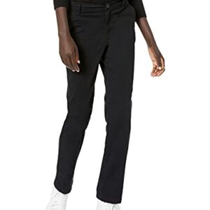 Amazon Essentials Women's Classic Straight-Fit Stretch Twill Chino Pant, Black, 10