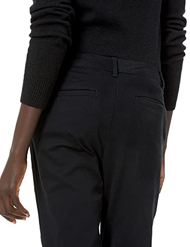 Amazon Essentials Women's Classic Straight-Fit Stretch Twill Chino Pant, Black, 10