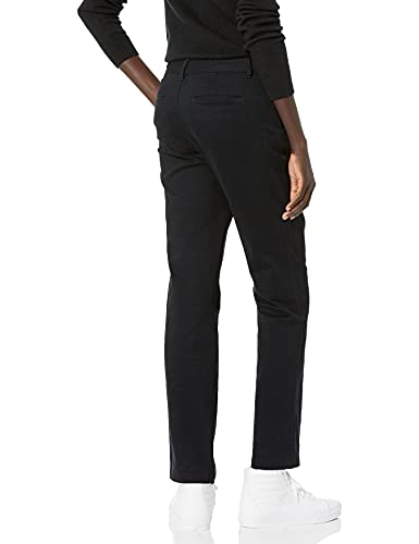 Amazon Essentials Women's Classic Straight-Fit Stretch Twill Chino Pant, Black, 10