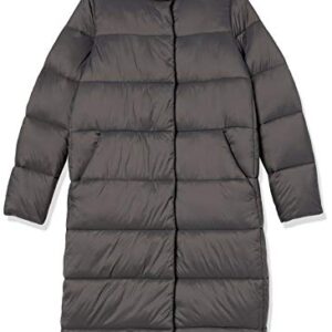 Amazon Essentials Women's Lightweight Water-Resistant Longer Length Cocoon Puffer Coat, Charcoal, Small