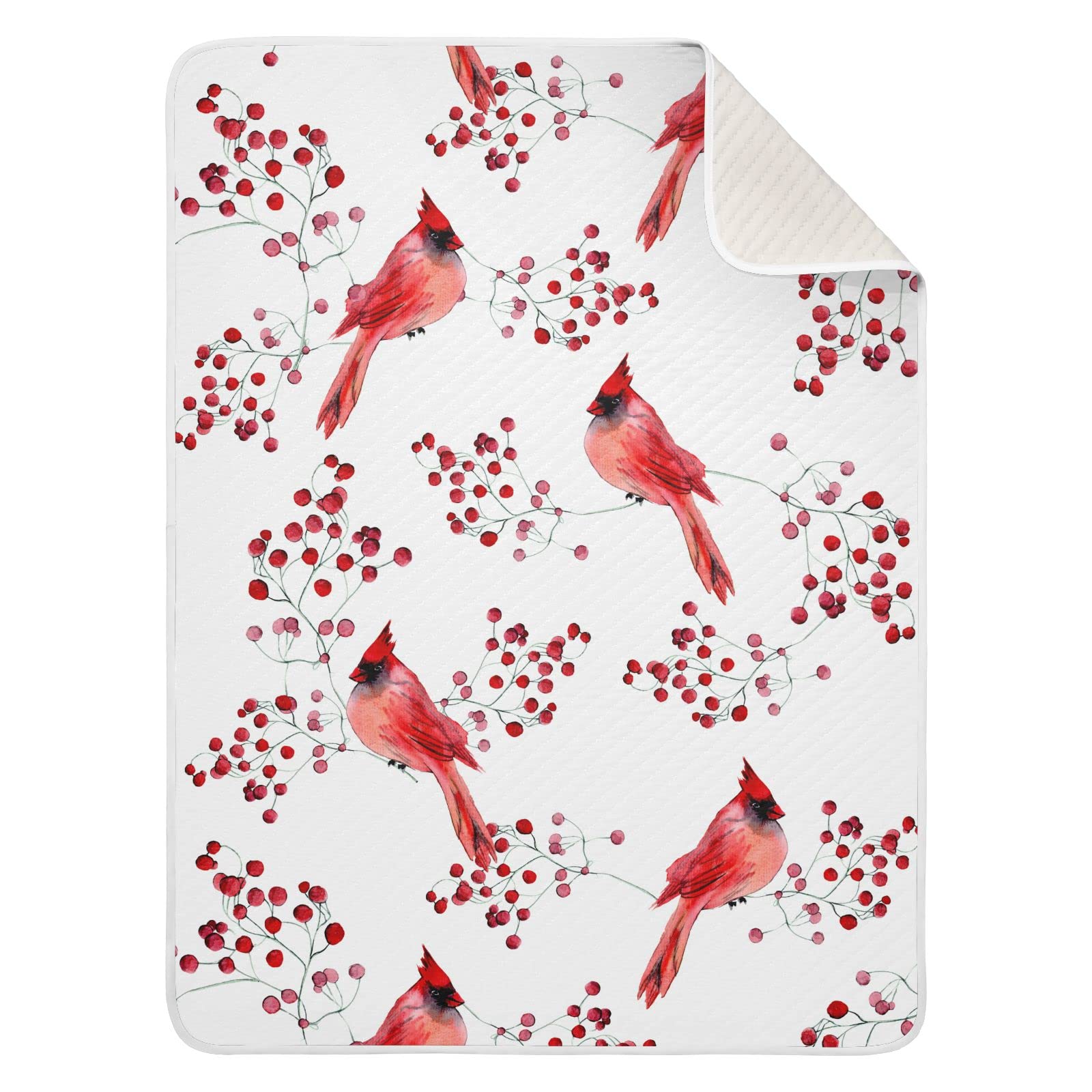 Ollabaky Cute Red Birds Baby Blanket for Boys Girls Cotton Throw Blanket Swaddle Blanket for Crib Stroller Nursery Receiving Blanket Infant Toddler Unisex 30"x40"