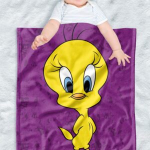 LOGOVISION Looney Tunes lightweight baby blanket, 30"X40", Tweety Bird Character Unisex for infants Girls & Boys