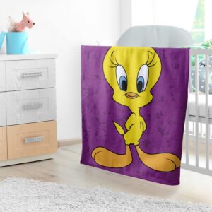 LOGOVISION Looney Tunes lightweight baby blanket, 30"X40", Tweety Bird Character Unisex for infants Girls & Boys